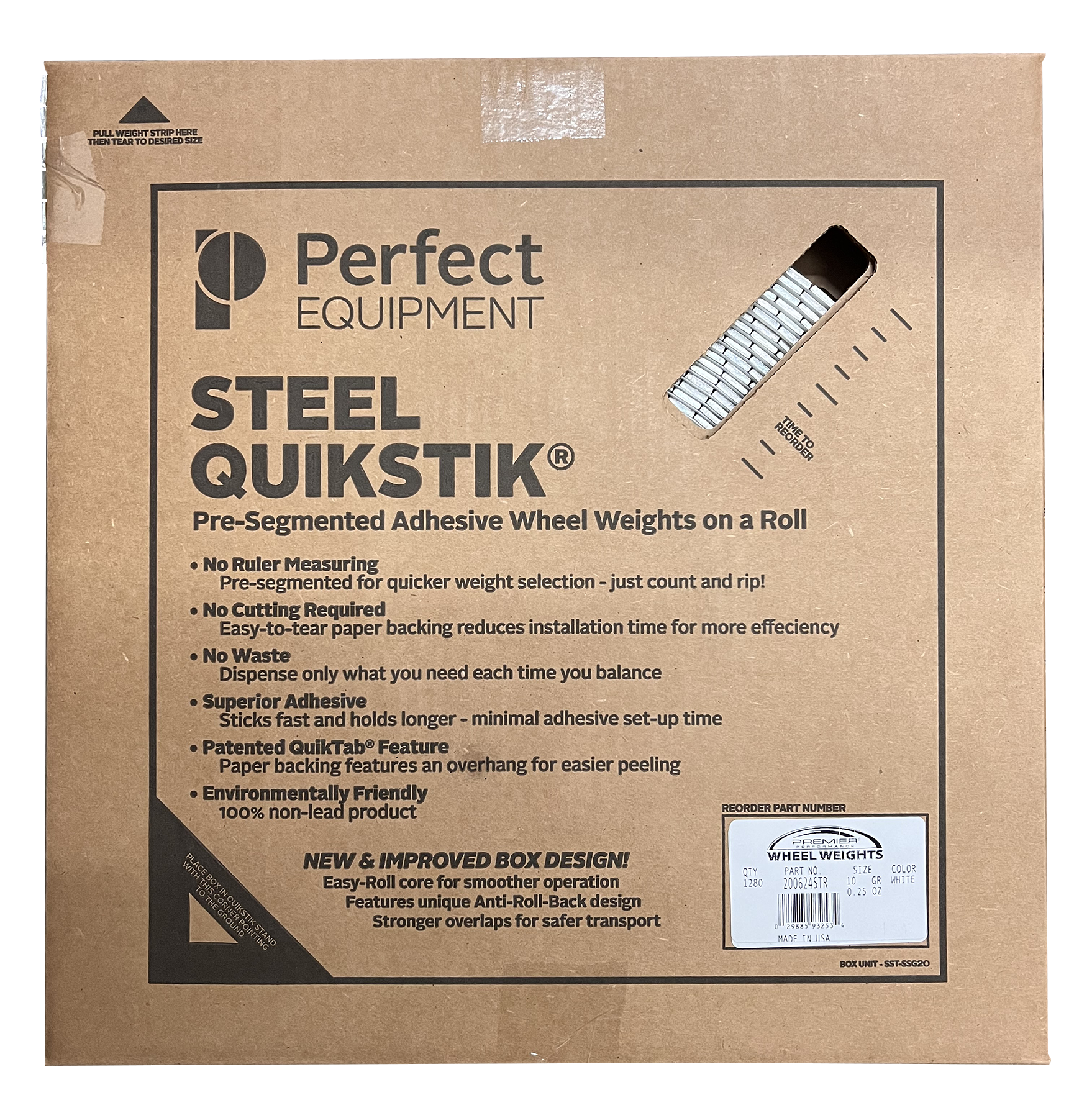 Steel Wheel Weight 0.25 oz. Adhesive Roll  1280 Pieces - Wheel Weights