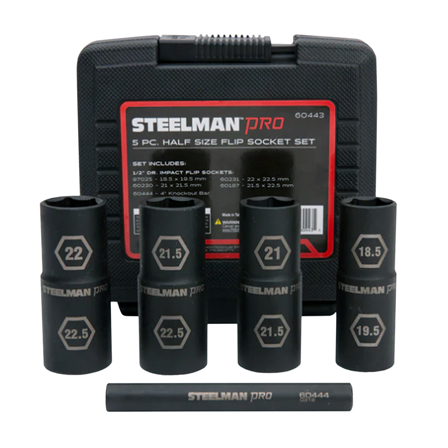 1/2 Dr. Thin Wall Flip Socket Set with Half Sizes - Socket Sets