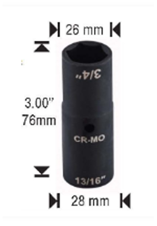 1/2" Drive Flip Socket Adapter 3/4" x 13/16" Thin Wall - Sockets
