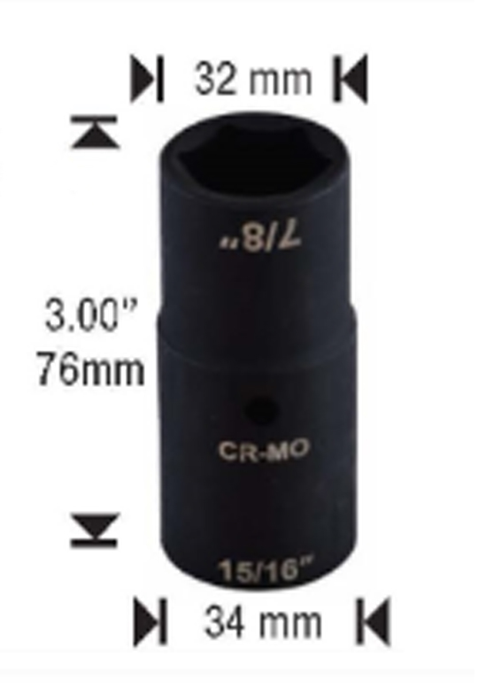 1/2" Drive Flip Socket Adapter 7/8" x 15/16" - 1/2" Drive